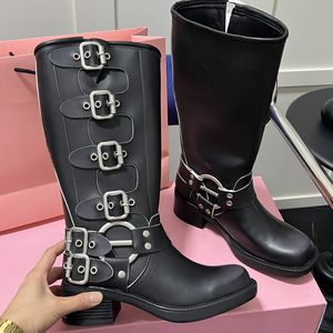 Woman Designer Boots Winter Knee High Boot Platforme Botki kostki Martin buty kowboj śnieżny czarny skórzany poślizg