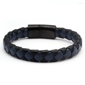 Link pulseiras vintage trançado masculino pulseiras de couro genuíno luxo aço inoxidável charme corrente esportiva