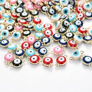 10/30/50pcs Metal Evil Eye Beads Charms Multicolor Monamel Charm for DIY Make Netclet