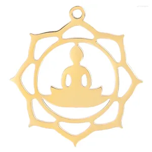 Charms 5st/Lot rostfritt stål Lotus Flower Yoga om Namaste Buddha Pendant för DIY -smycken som tillverkar tillbehör whl