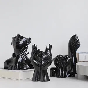 Vases Nordic Style Body Art Black Ceramic Vase Decoration Living Room Light Luxury Tabletop High-end Sense