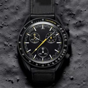 Planet Moon Bioceramic Quarz 2023 Mission to Mercury 42mm وظيفة كاملة chronograph mens زوجين مشتركين wristwatches Moonshine 44246 Shine