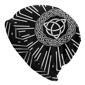 Basker unisex stickade vinter beanie varm skid virka slouch hatt mjuk triquetra wiccan symbol kvinnor män mössa