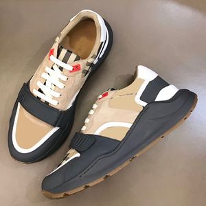 Män kvinnor skor cowhide burberries sneakers casual skor randig vintage sneaker plattform tränare lägenheter tränare utomhussko säsong nyanser märke klassiska skor