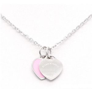 Hänge halsband design varumärke hjärta kärlek halsband för kvinnor rostfritt stål tillbehör zirkongrön rosa smycken gåva droppa försäljning