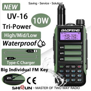 Walkie talkie baofeng uv16 plus talkies långa räckvidd 10 km vattentät tvåvägs radio10w vhf uhf band uv 16 pro USB typ c uppgradering av uv5r 231030