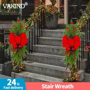 クリスマスデコレーションシミュレーションガーランド人工冬の花柄の松ぼっくりのボウノットフェスティバルテーマ階段の玄関装飾231030