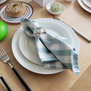 Table Napkin 45x45cm Square Cloth Nordic Plaids Tea Towel Cotton Kitchen Dish Cleaning Tableware Mats Pads Dustproof Cover 17.7"