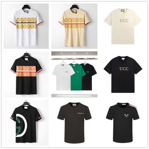 Дизайнерские мужские футболки черно-белого цвета с алфавитом зеленого цвета Роскошный бренд с круглым вырезом с коротким рукавом для пары Мягкая уличная одежда из 100% хлопка Street Hip Hop plus 3XL # 98
