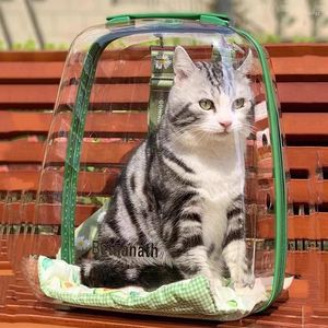 Cat Carriers Plastic Backpack Transparent Large Size Outdoor Portable Bag Ventilation Kattenmand Pets Accessories