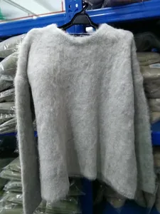 Suéter tricolor mesclado de lã de alpaca Tote-me com suéter de lã com gola redonda