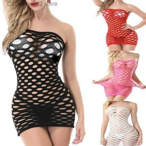 Sexig uppsättning sexiga kvinnors fisknät ihåliga klänningar sexig klänning mesh doll kjol stretch bomull underkläder sexig kort kjol underkläder underkläder porr t231030