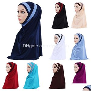 Hair Accessories 2 Pieces Muslim Women Headscarf Shawl Scarf Hijab Wrap Headwear Amira Islamic Fl Er Prayer Hat Arab Worshipe Servic Dhnk7