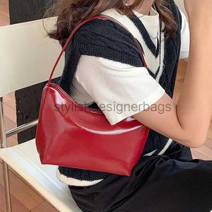 Bolsas de ombro bolsas vintage couro patente bolsa feminina 2023 nova moda elegante bolsa de ombro lisa luxo designer festa bolsas elegantes