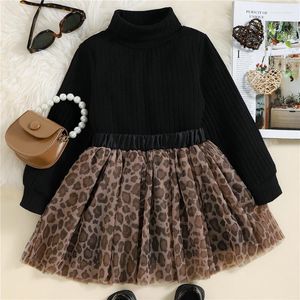 Clothing Sets Kids Girls Fashion Clothes Baby Long Sleeve Solid Color Tops Leopard Half Dress Spring Autumn Children Outfits