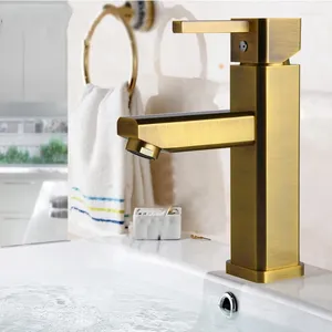 Rubinetti per lavabo bagno Rubinetto monocomando quadrato finitura bronzo antico Rubinetti miscelatori per lavabo in ottone massiccio