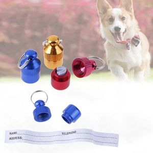 Colarinhos de cachorro 1 id de animais de estimação banheira anti-gato de gato endereço mini etiqueta de etiqueta de armazenamento tubo de barril aleatório aço inoxidável resistente