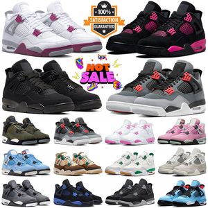 Con Box 4 Scarpe da basket Uomo Donna Jumpman 4s Black Cat Frozen Moments Pink Thunder Pine Green Infrared Olive Military Bred Nero Scarpe da ginnastica da uomo Outdoor Sneakers