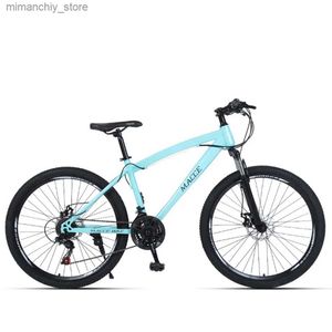 Cyklar 26 tum 21/24 Speed ​​Student Mountain Bike Outdoor Vuxen Off-Road High Steel Carbon Dual Disc Brake Bicycle Q231030