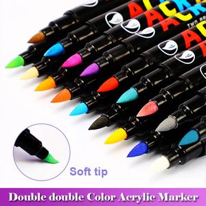 Markers 36/60 Colors Acrylic Paint Marker Dual Brush Marker Pens For Calligraphy Lettering Graffiti Manga Drawing Stationery Supplies 231030