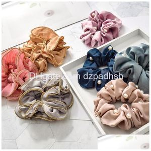 Hair Accessories Women Chiffon Big Scrunchies Solid Ties Lace Elastic Bands Summer Headwear Girls Black Cotton Drop Delivery Products Dhuis