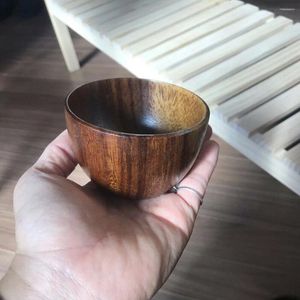 Bowls Durable Wooden Salad Bowl Smooth Texture Portable And Washable Natural Log Fine Workmanship Suitable For Soup Rice
