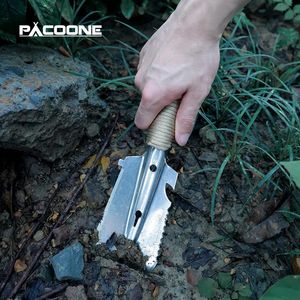 Camp Furniture PACOONE 2023 Camping Stainless Steel Multi function Soldier Shovel Outdoor Hiking Digging Picnic 231030