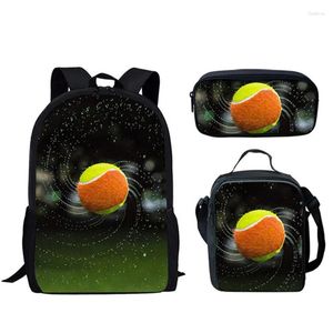 Mochila jovem bola de tênis impressão 3D 3 unidades / conjunto sacos de viagem para estudantes laptop mochila lancheira estojo para lápis