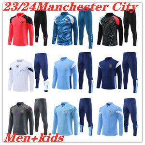 Haaland 23 24 Soccer Tracksuit de Bruyne Mans städer Grealish Sterling Ferran Mahrez Foden 2023 2024 Men Kids Kit Football Training Suit Uniforms