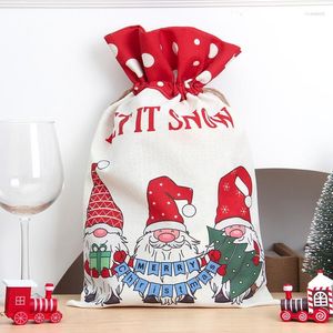 Juldekorationer 2023 Big Candy Dragee Gift Bag Santa Sacks Drawstring Decoration Kids Party Favor Year