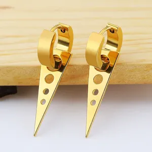 Hoop Earrings Fashion Women Round Triangle Steel Silver Color Black Gold Pendientes Star Cross Heart Jewelry For A Gift