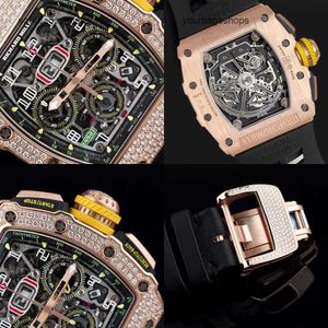 Chronograph Titanium Watch RM Wrist Watch Machine Watch RM11-03 أصلي سلسلة Diamond Set Chronograph 18K Rose Gold Diamond Set D7D4