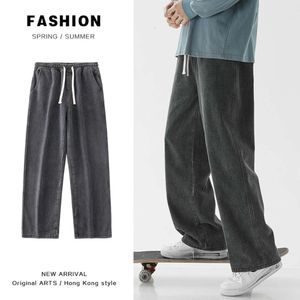 New Baggy Men S Streetwear Haruku Fashion Casual Wide Leg Trousers Japanese Simple Male Jeans Denim Pants