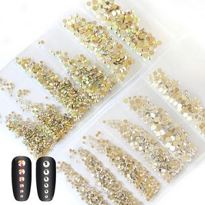 Mix tamanhos ss3-ss10 1440pcs unhas arte strass cristal colorido liso lasco não hotfix diamantes para 3d unhas decorações unhas artrhinestones decorações unhas unhas