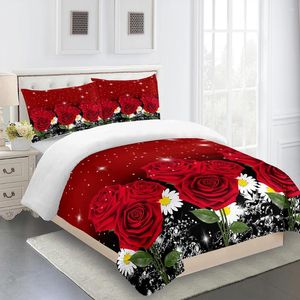 Conjuntos de cama Rosa Flor Arte Impressão Três Peças Conjunto Artigo de Moda Crianças ou Adultos para Camas Quilt Covers Fronhas