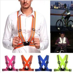 Convenient High elastic Durable Reflective Adjustable Fashion Safety Security Night running Cycling High Visibility Vest Gear Stripe Jacket