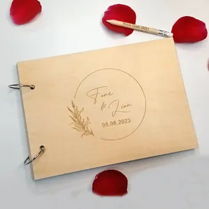 Forniture per feste Libro degli ospiti in legno personalizzato per matrimoni con più fiori Alternativa personalizzata personalizzata con firma per esterni