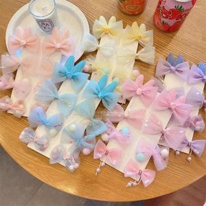 Hair Accessories Cartoon Lovely Bow Tie Cute Lace Mesh Headdress Children Barrettes Accessory Korean Style Hairpin Girl Clip