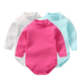 Pagliaccetti Inverno Tutine per neonato Dolcevita Body solido per i più piccoli Costume in cotone a maniche lunghe nato Twin Abbigliamento Tuta 231030