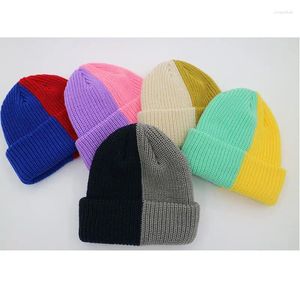 Berets Winter Warm Design Half Face Custom Two Tone Knit Skull Cap Beanie Hat