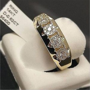 Sell Fashion Jewelry Wedding Band Ring 925 Sterling Silver&Gold Fill Pave White Sapphire CZ Diamond Popular Women Bridal Ring 2614