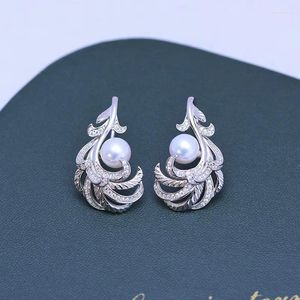 Stud Earrings ED109 Lefei Fashion Trendy Luxury 7-8mm Strong Luster Few Flaw Freshwater Pearl Feather Women S925 Silver Jewelry Gifts