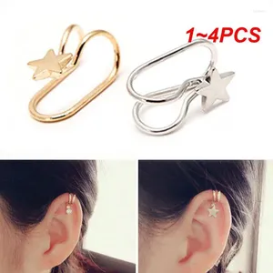 Backs Earrings 1-4PCS Cuff U Star Moon Earring Punk Minimalist Women Metal Buckle Fake Piercing Ear Clip Without Puncture Pearl