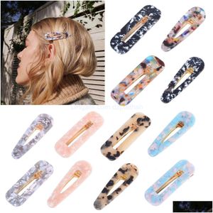 Hair Accessories Acrylic Bb Clip Snap Barrette Hairpin Girls High Quality Acetic Acid Rec Waterdrop Hairgrip Gift Package 10Pair Dro Dhvvk