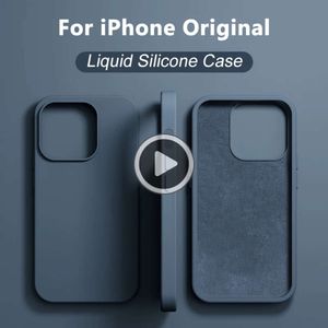 Original Liquid Silicone Case For iPhone 15 13 11 12 14 Pro Max Mini Shockproof Cover 7 8 Plus XS XR X SE Phone Case Accessories