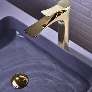 Bathroom Sink Faucets Electroplated Gold Countertop Basin Faucet & Cold Water Mixing Washbasin Metal Taps Decorating Accessories