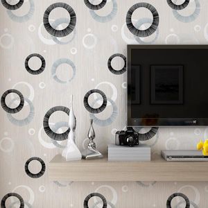 壁紙3D Papel de Parede Modern Texture Black Circle Wallpaper Rolls for Wall TV背景寝室の紙ロールホーム装飾