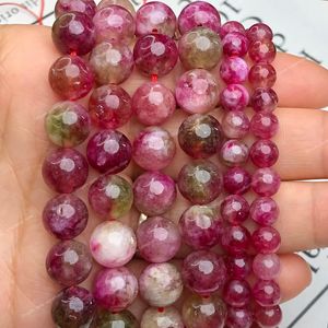 6/8/10mm naturlig rosa turmalin kristallstenpärlor runda lösa distanspärlor för smycken som tillverkar DIY öronarmband tillbehör Fashion smyckebeads