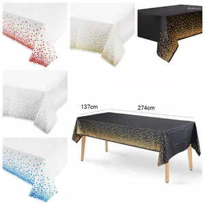 Table Cloth Tablecloth Decoration Supplies Bronzing Black Dots Disposable Birthday Wedding Golden Rose Gold Silver Banquet