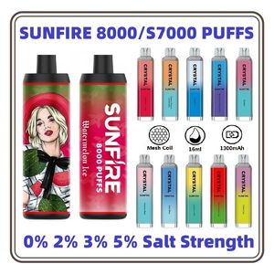 Sunfire Crystal 8000 7000 inhalaciones Vape desechable 18 ml / 16 ml Eliquide 20 mg 30 mg 50 mg 600 mAh 1300 mAh Batería Tornado Vape Pen puff 7k 8k Vapers Europa EE. UU. Envío gratis